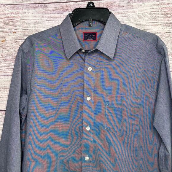 UNTUCKit Men's 100% Cotton Button Up Slim Fit Wrinkle Free Shirt Size Medium - Picture 5 of 9